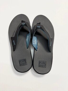 REEF Fanning Men's Flip Flops, Grey/Light Blue, Size 13 - Like New